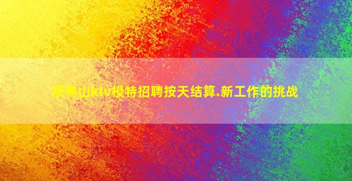 双鸭山ktv模特招聘按天结算.新工作的挑战